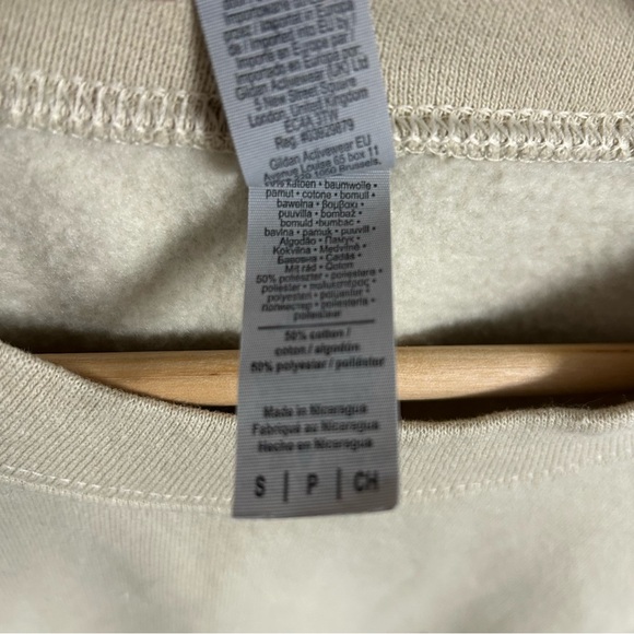 Cream Daisy Floral Script Graphic Crew Sweatshirt, Size S - Picture 5 of 6